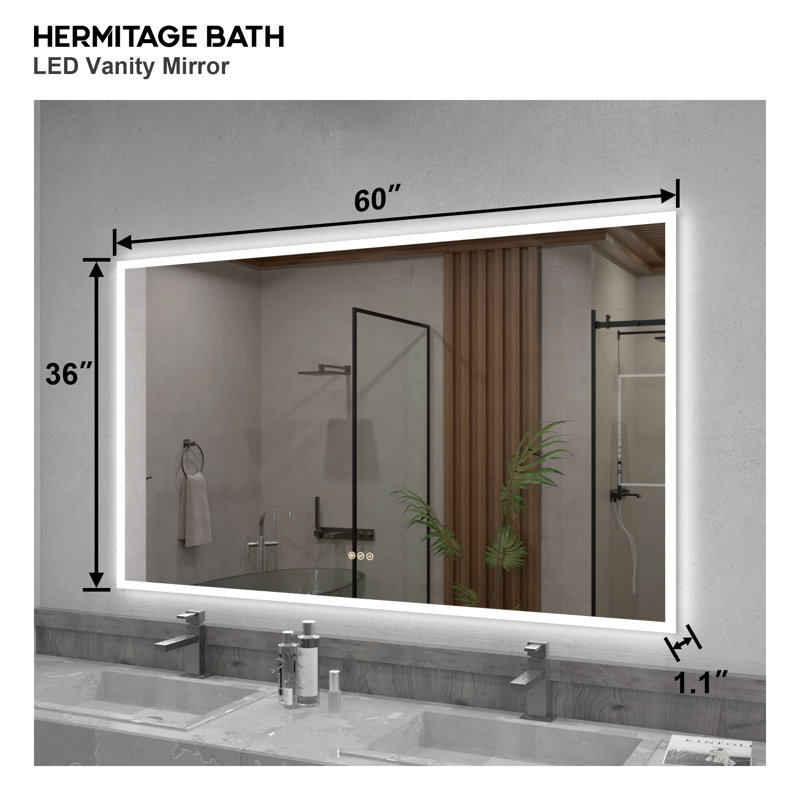 Miroir de salle de bain mural sans cadre à DEL 60 po x H 36 po Musci, 36 po x 60 po