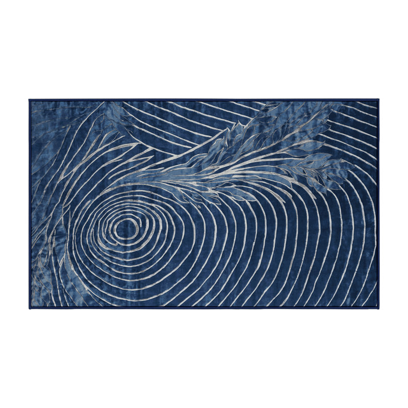 Machine Washable Blue Area Rug, Rectangle 3' x 5'