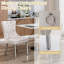 Ensemble de table de salle à manger 5 pièces pour 4 personnes, ensemble de table de salle à manger moderne en verre de 51 po pour 4 personnes, ensemble de table de salle à manger compacte avec 4 chaises en tissu beige pour petit espace, appartement, m