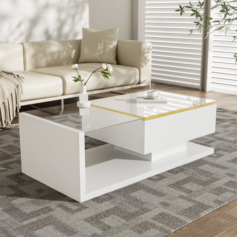 Tables basses, tables d'appoint, tables basses au design saisissant avec verre et effet DEL pour les intérieurs domestiques ordinaires