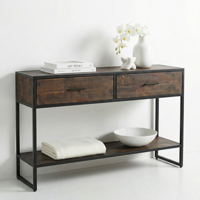 Nuccia 47.25" Console Table with 2 Drawers, Solid Wood and Metal