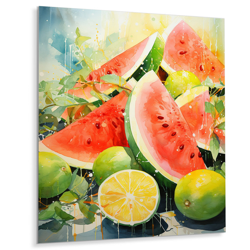 Red Vibrant Melon Palette I - Melon, art mural en métal, H 20 po x l 12 po x P 1 po