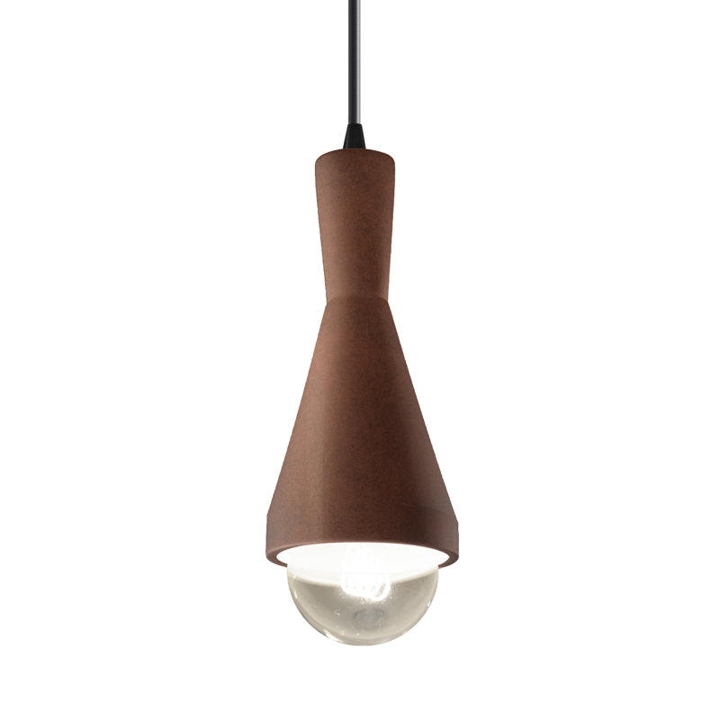 Luminaire suspendu conique à 1 lumière Breeona avec détails en métal, Noir mat, Cuivre antique