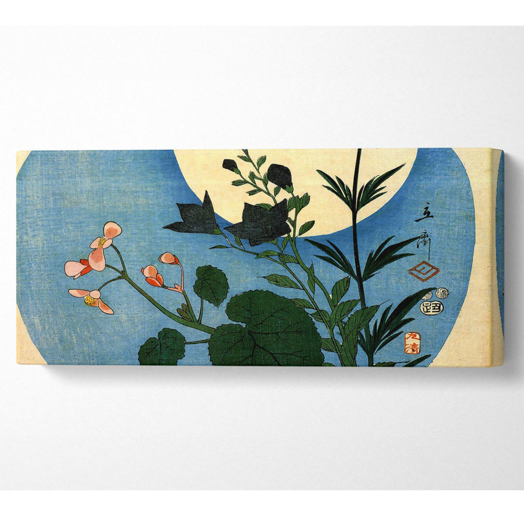 Hiroshige Herbstblumen mit Vollmond - Druck