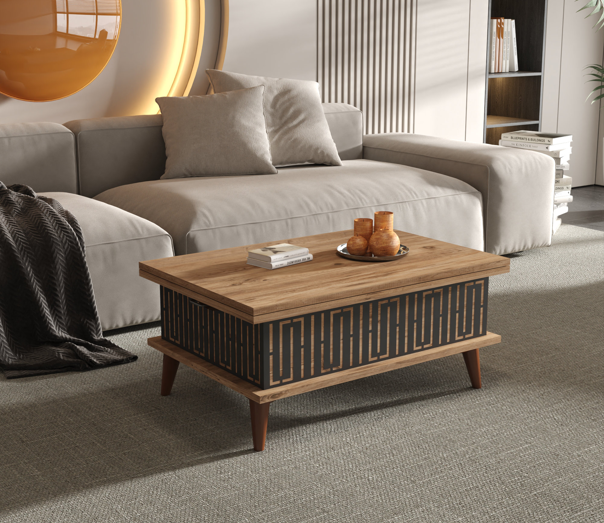 Corrigan Studio Arminta Lift Top Extendable Coffee Table with Storage ...