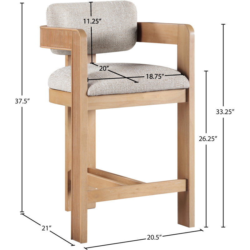 Sacha Howley Upholstered Stool, Natural, Linen Textured, Beige