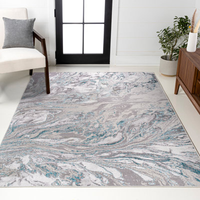 Tapis gris / turquoise Swirl