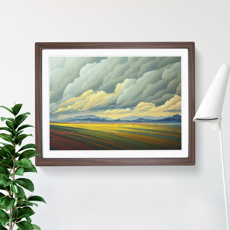 Clouds over a Meadow - Framed Print, 34cm H x 46cm W x 2cm D, Walnut