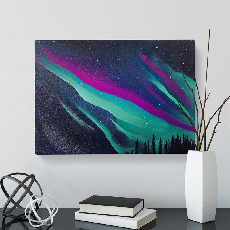 Uplifting Northern Lights Abstract - Wrapped Canvas, 35cm H x 50cm W x 3cm D