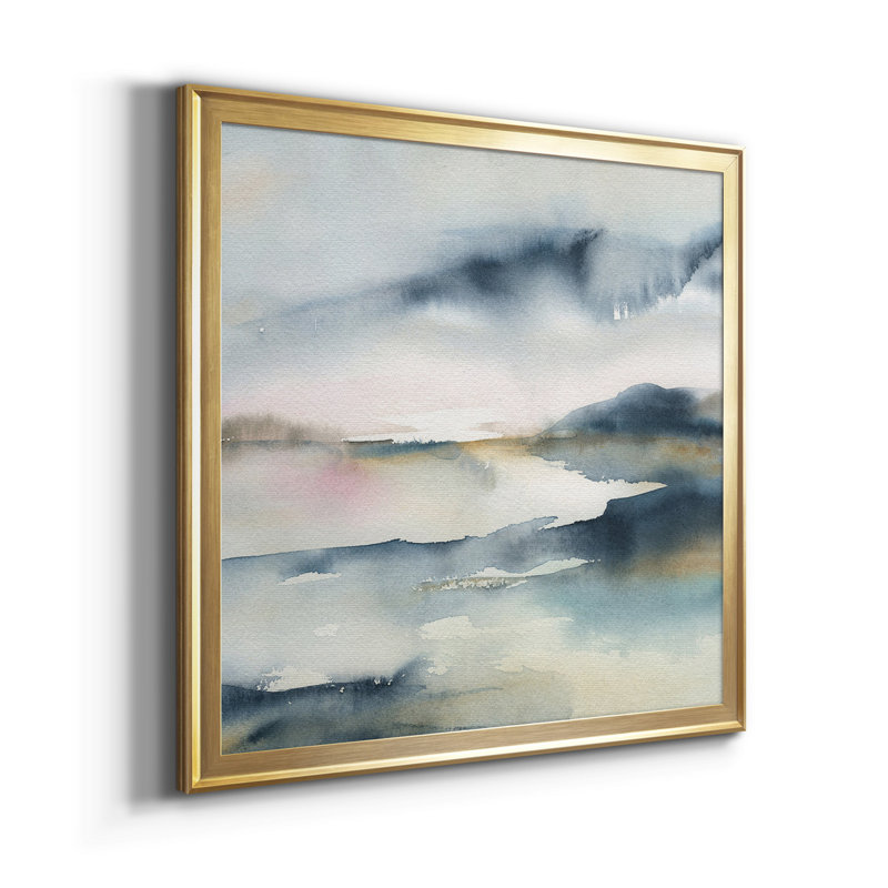 Sunwashed Horizon - Peinture encadrée sur papier, H 30,5 po x l 61 po, Impression encadrée sans passe-partout, Gold