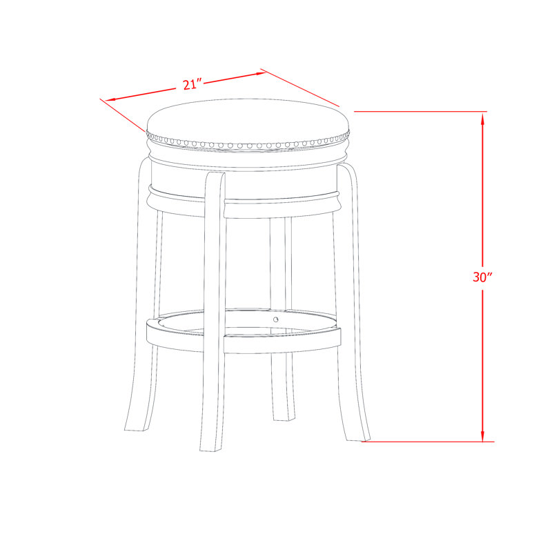 Amherst Modern Counter Stool - Round Shape Brown Roast PU Leather Upholstered Kitchen Counter Height Backless Chairs, Black