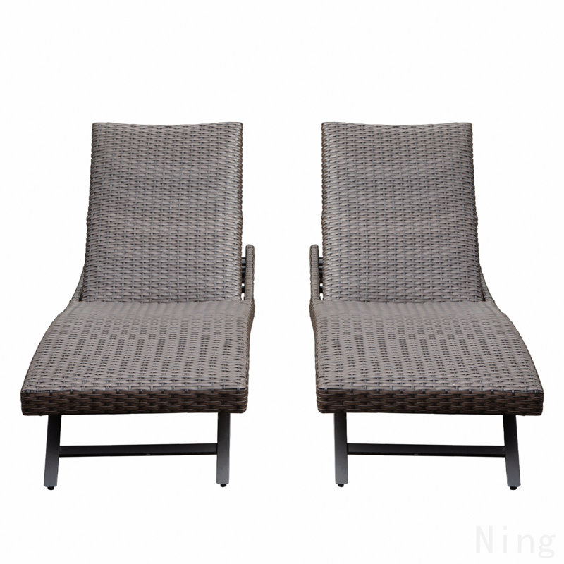 Chaise longue d'extérieur en osier 2 pièces