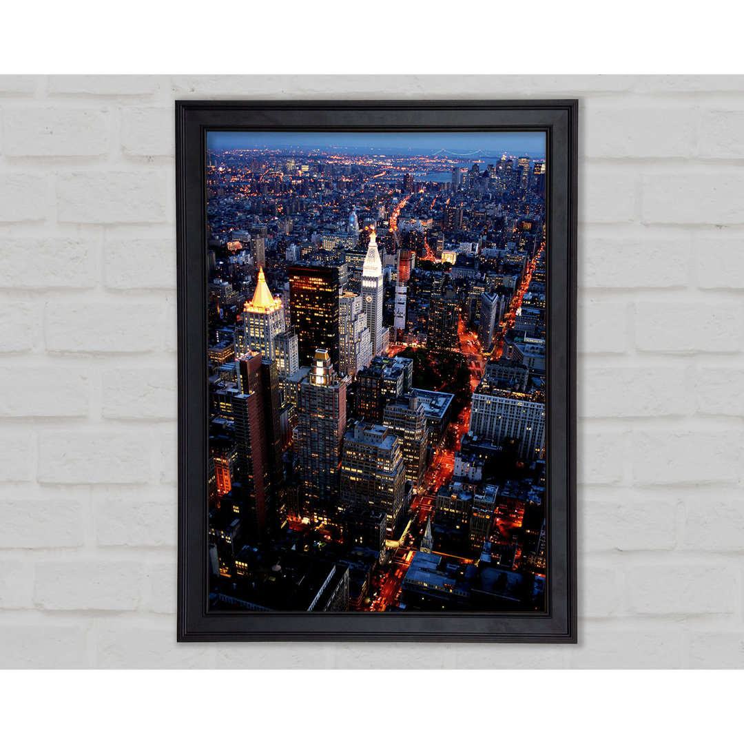 Nyc Ariel Ansicht Stadt Lichter - Druck