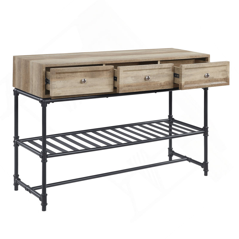 Table de canapé fonctionnelle et élégante avec bureau en bois artificiel et base en métal pour un espace de vie polyvalent