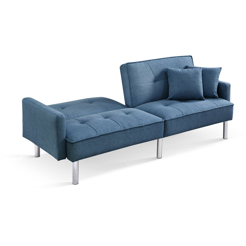 Degmo 84.6'' Upholstered Convertible Sofa, Blue 100% Polyester