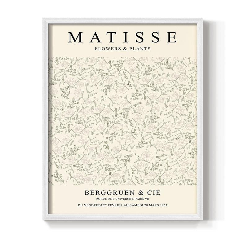 Matisse CCIV, reproduction encadrée - bois massif, Blanc, H 20 po x l 16 po