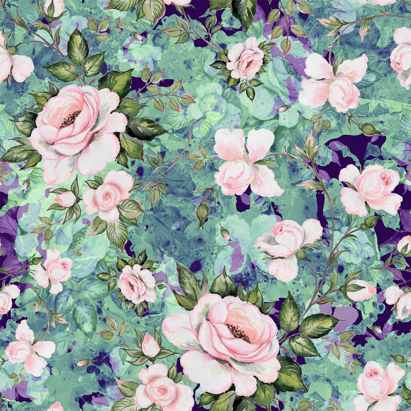 Peel & Stick Floral Tile, 2.08' W x 10.42' L
