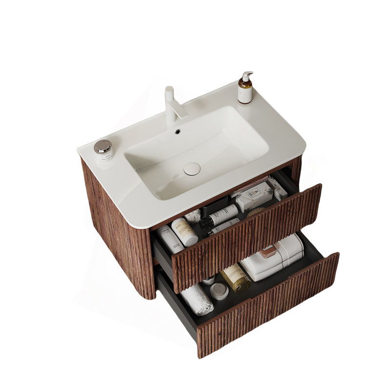 Meuble-lavabo rétro 30 po en noyer avec lavabo