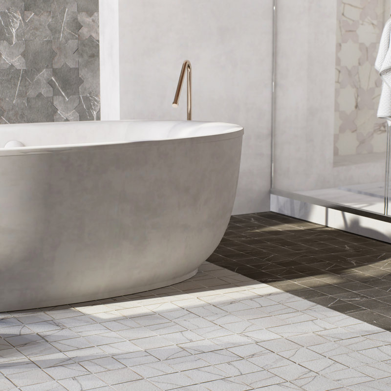 Istanbul 4-3/4 In. X 4-3/4 In. Porcelain Floor And Wall Tile, Black/Beige