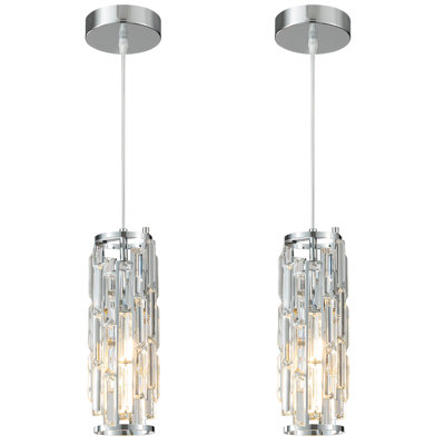 Taveyon Crystal Cylinder Pendant Lights Kitchen Island