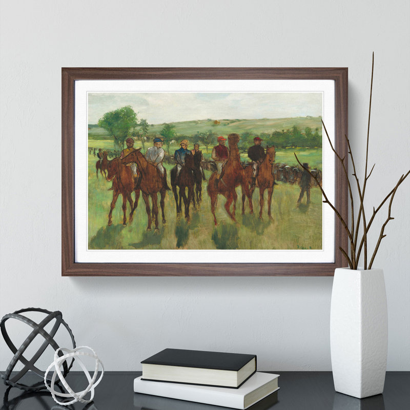 The Horse Riders by Edgar Degas - Picture Frame Painting, 48cm H x 65cm W x 2cm D, Walnut