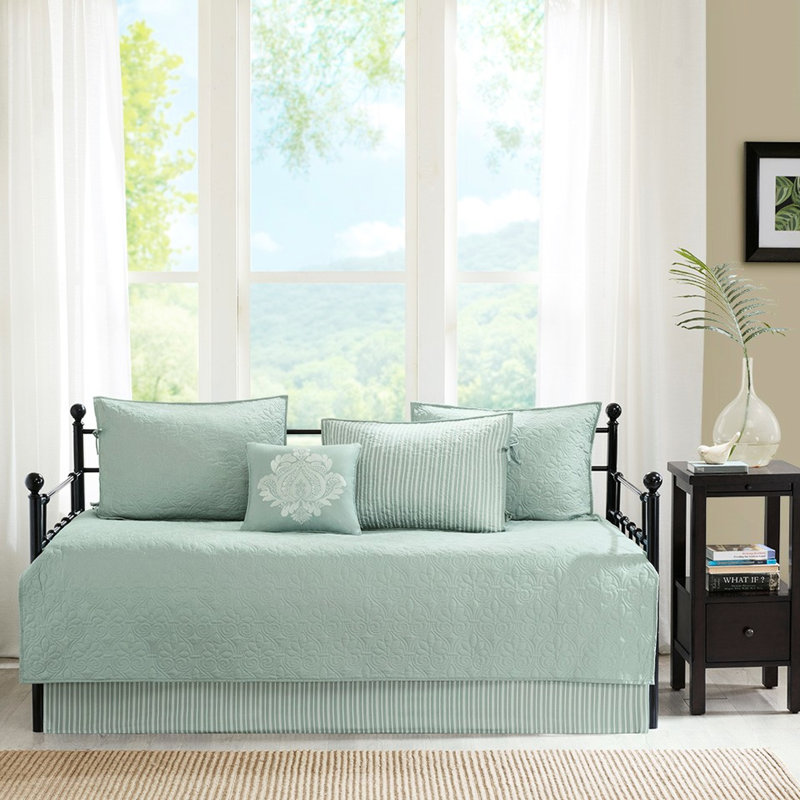 Housse de lit de jour 6 lits simples - avec housse, 3 taies décoratives et coussin décoratif 6 pièces