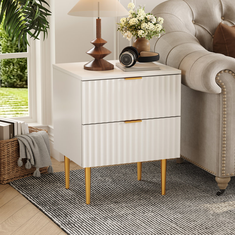 48cm W Manufactured Wood Bedside Table, White