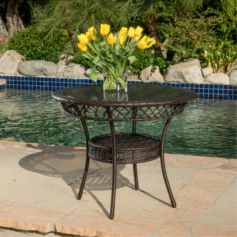 Table de patio d'extérieur de 34 po - facile à nettoyer, avec compartiment de rangement multi Pe, sous la table