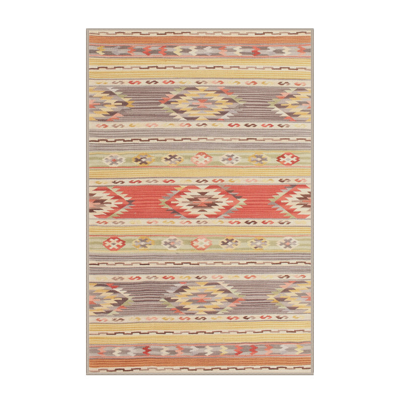 Tapis orange/jaune contemporain, Rectangle 8 pi x 12 pi