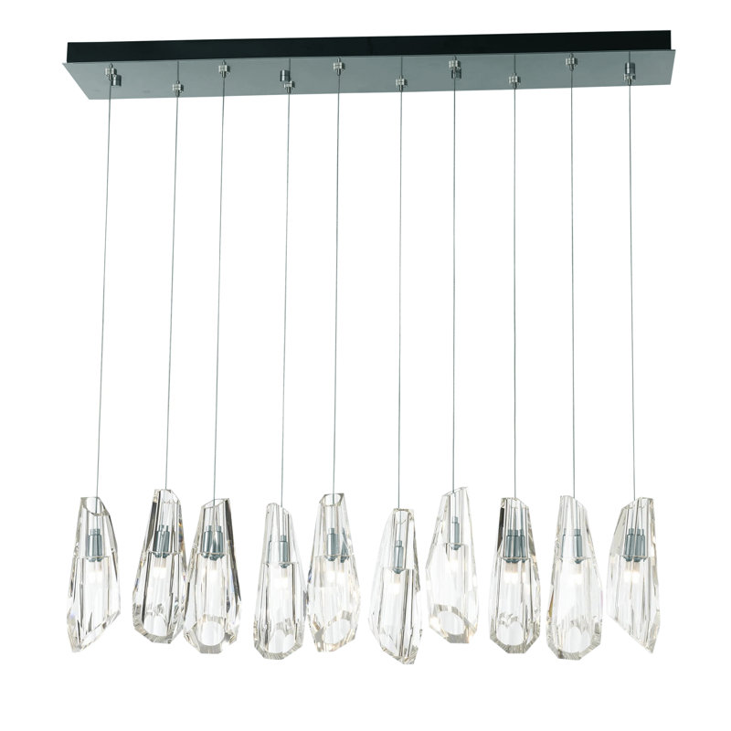 Luma 10 - Light Crystal Pendant, Vintage Platinum, 130" H
