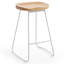 Bar Stools Set of 2 Rustic Counter Stools with Solid Wood Saddle Seat & Metal Legs, Backless Kitchen Island Stools for Breakfast Bar & Home Decor-1183474025