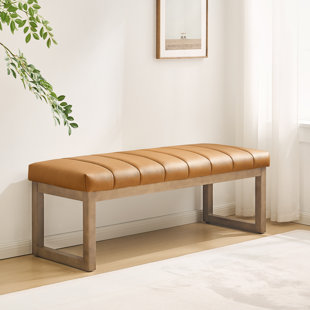 53" Wide Faux Leather Upholstered Bench