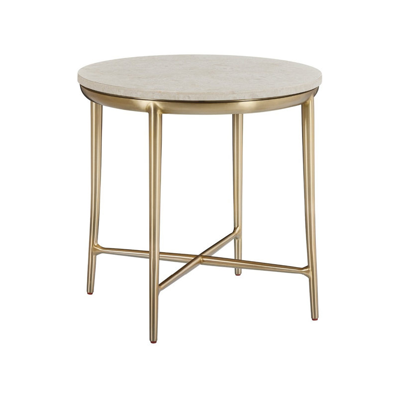 Amalfi 25" Wide Amalfi Cream Quartz Top Desert Gold Finish End Table