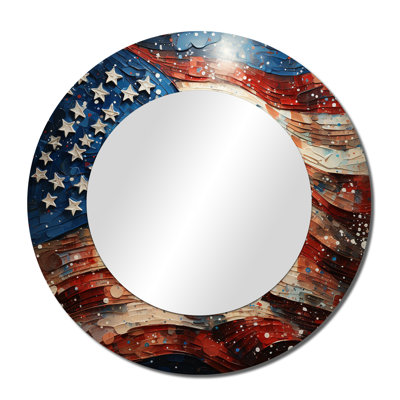 Drapeau américain drapeau IV - grand drapeau américain, miroir mural décoratif rond rouge