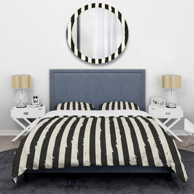 Sparkling Black White Stripes - Glam Duvet Cover Set