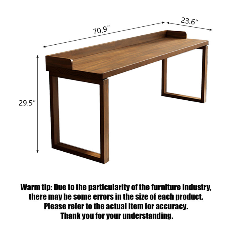 Table longue en bois massif American Retro, H 31,5 po x l 70,87 po x P 23,62 po