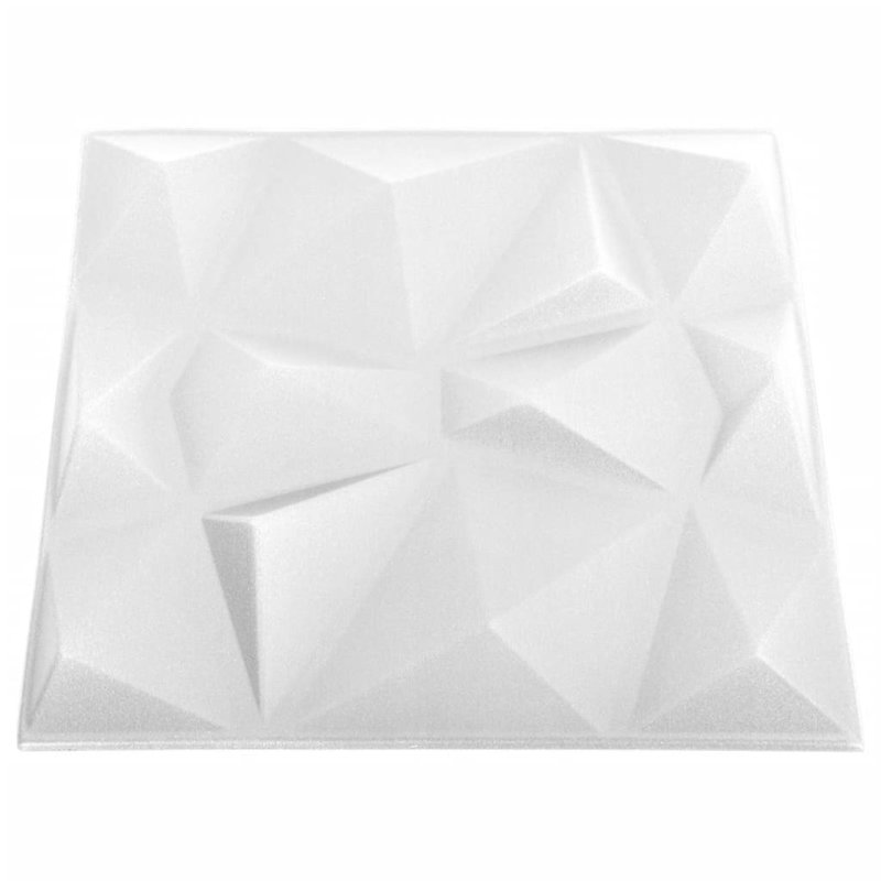 12 Piece Ambon 50cm x 50cm 3D Embossed Matte Wallpaper Tile, White