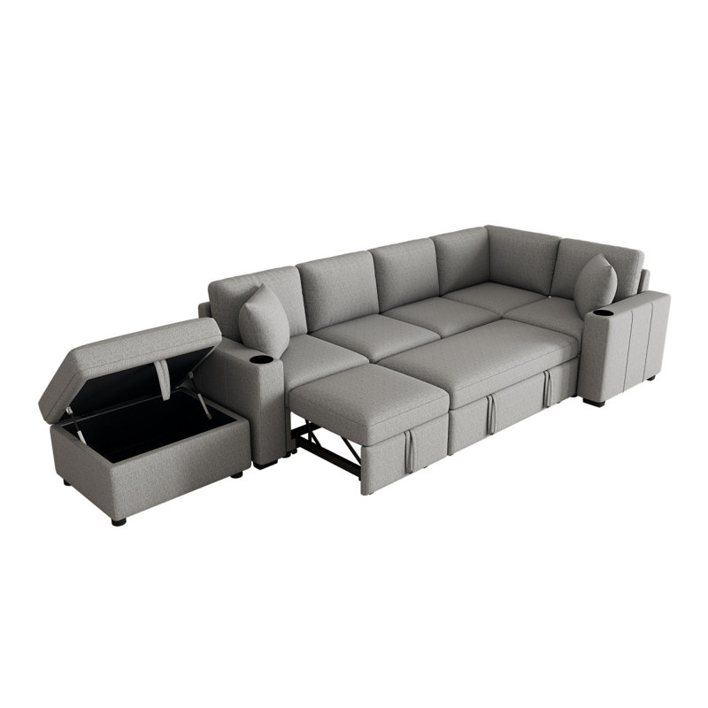 Canapé-lit modulaire convertible en L 84,7 po, Gris chenille