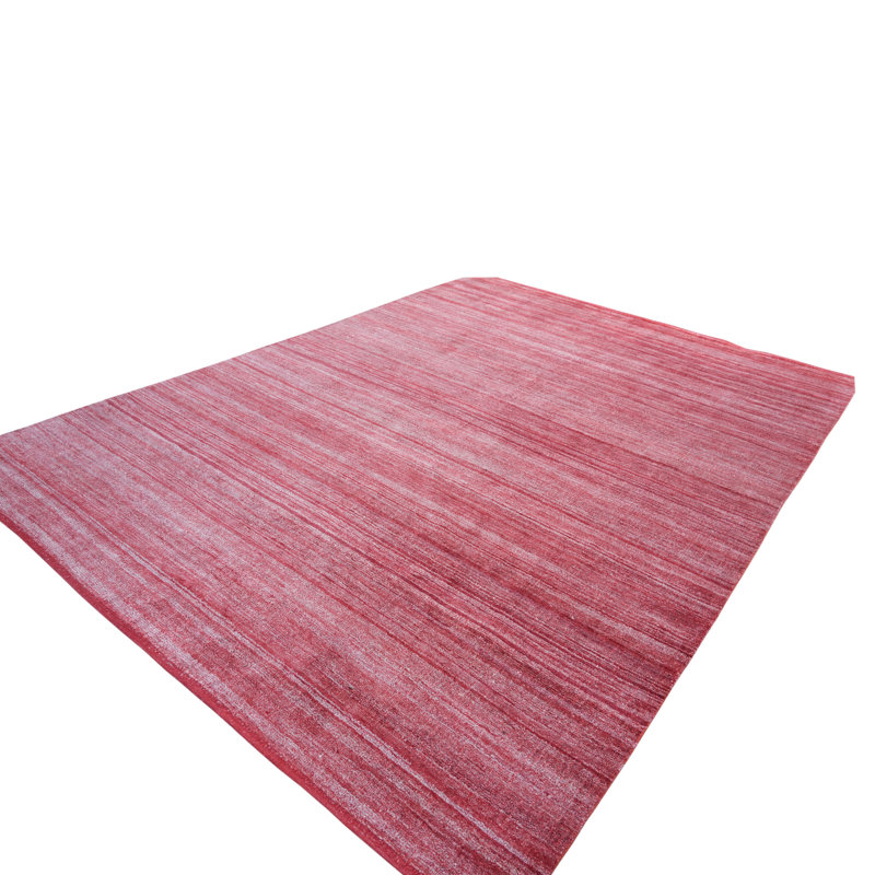 Solid Saree Silk Rug, Red, Rectangle 9' x 12'