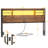 Storage Headboard with LED Lights, Bookcase Headboard with Charging Station-1740395105-1740395106