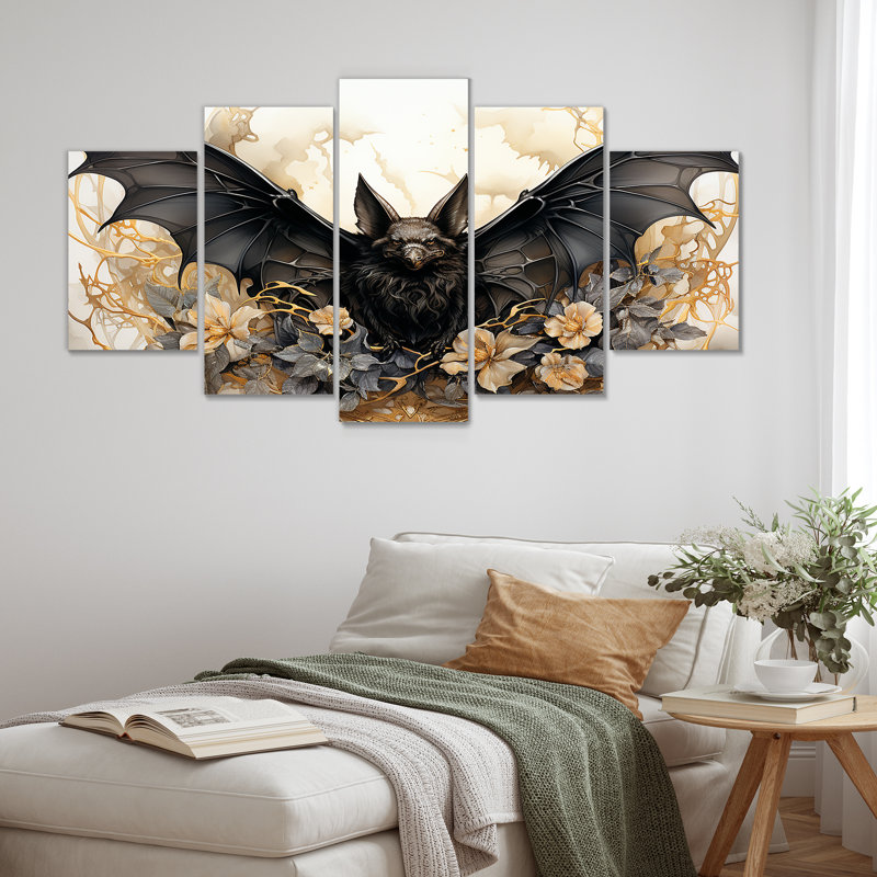 Silhouette minimaliste de chauve-souris - art mural Multipanel