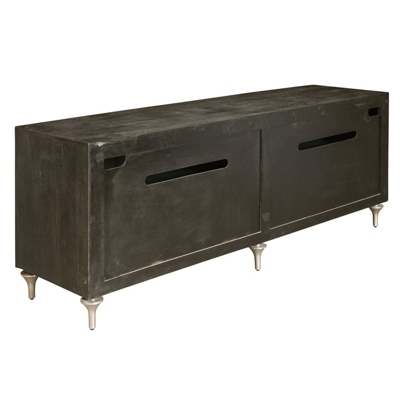 Black and Ocean Blue 4-Door Mango Veneer Entertainment Console