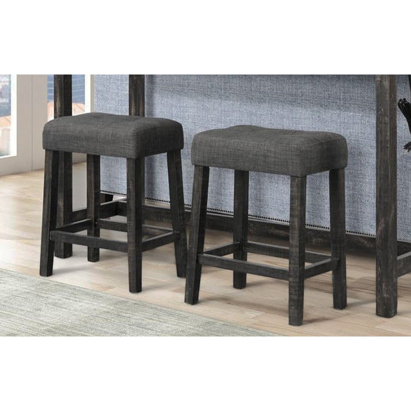 Transitional 3 Piece Counter Bar Dining Set, Charcoal Black, Charcoal Black, Charcoal Black/Dark Gray