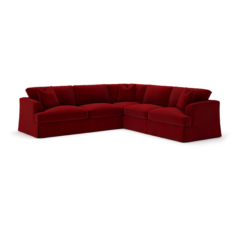 Lucia 4-Piece Slipcovered Sectional, Right Hand Facing, Bella Ruby Performance Velvet