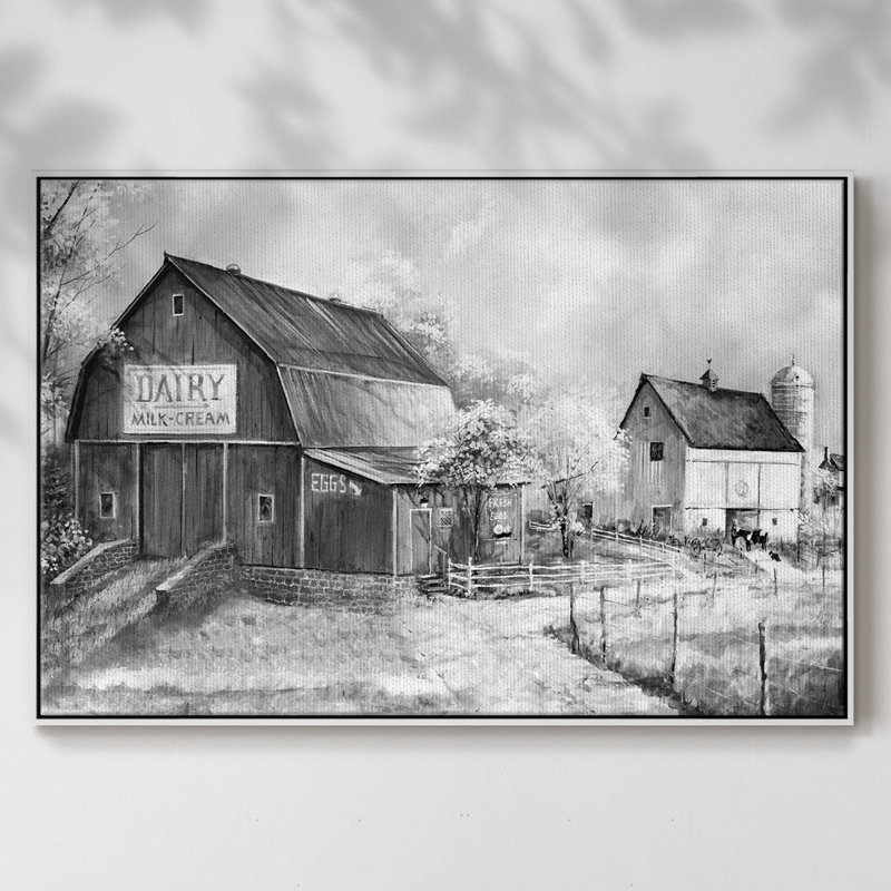 Day At The Farm, reproduction d'art sur toile, H 17 po x l 25 po x P 2 po, Blanc