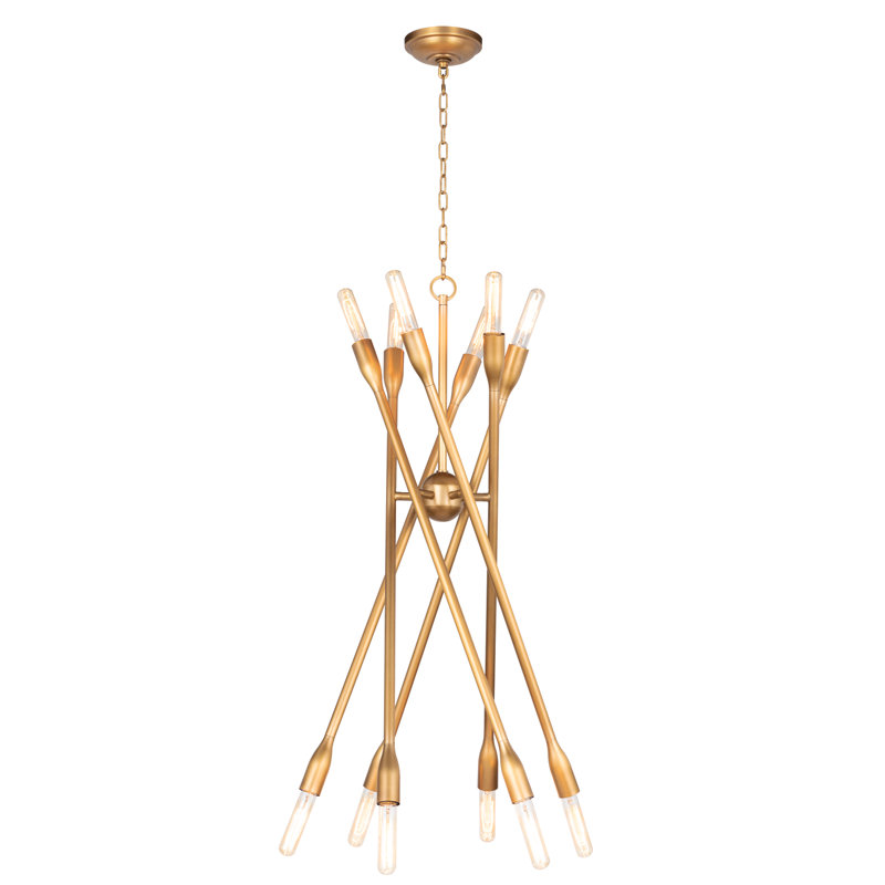 Cobra 12 - Light Chandelier, Natural Brass, 27" H x 43" W x 43" D