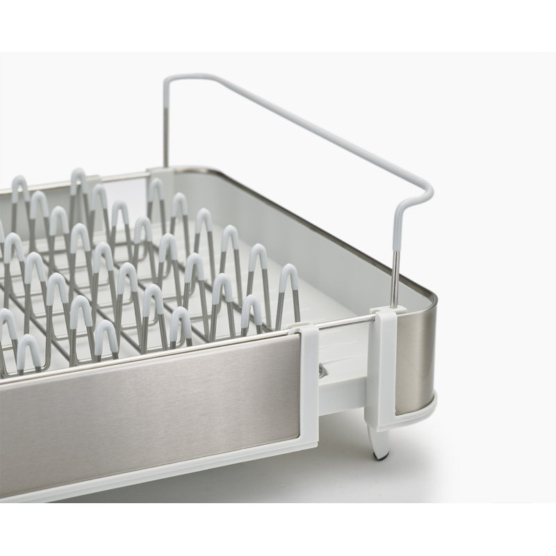 Extend Stainless Steel Expandable Dish Rack, Light Stone/Silver