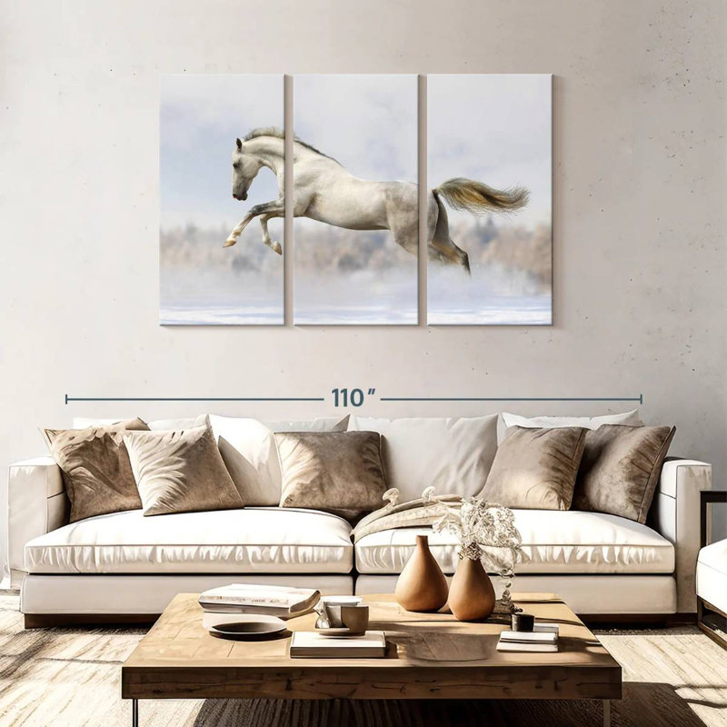 Brampt Jumping White Stallion, 48" H x 74" W