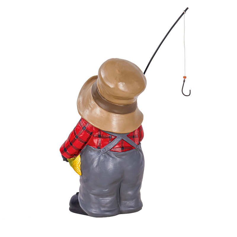 Statue de jardin gnome de pêche Kealana