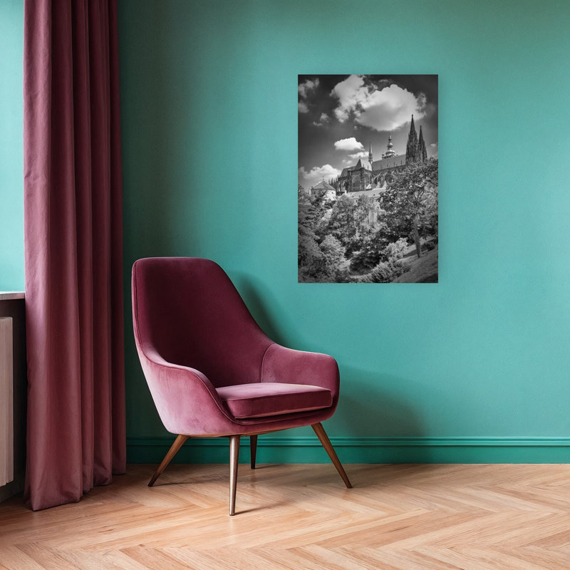 Prague Castle Gothic Spires Dramatic Gothic Abstract Architecture City Wall Art Print 1 Piece Wrapped Canvas Wall Art